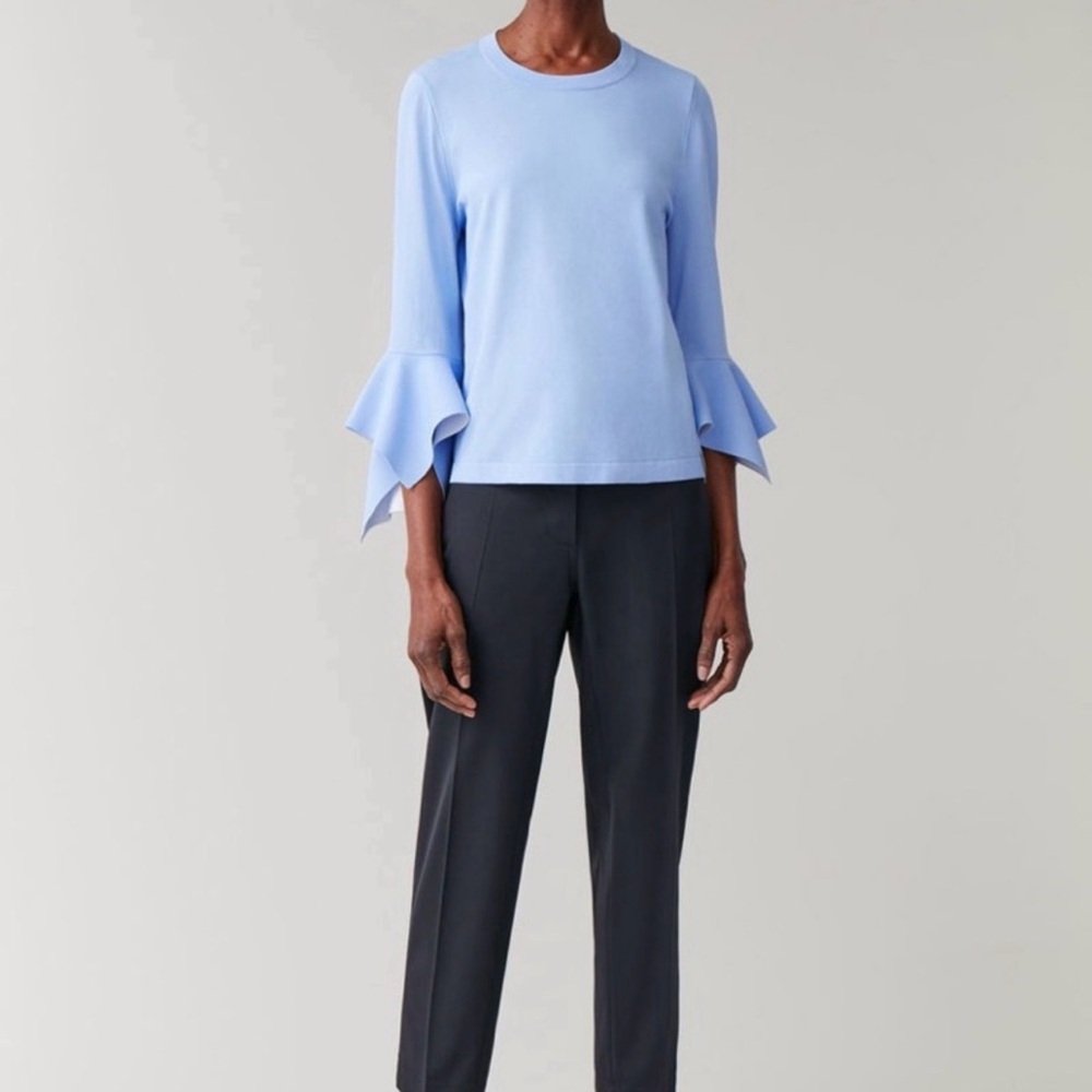 COS Light Blue Ruffle Sleeve Top